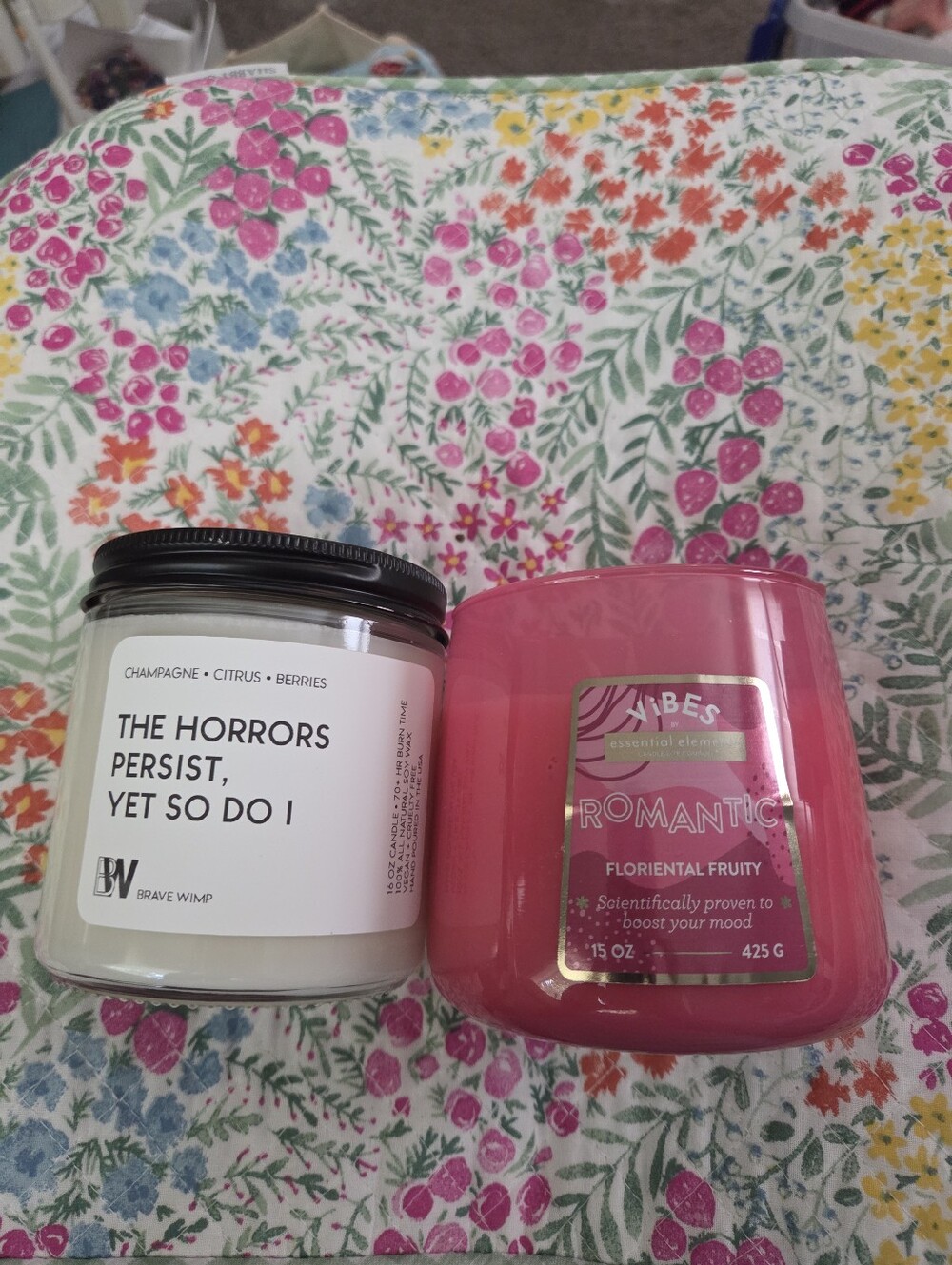 Brave Wimp White Scented Candle & Vibes Pink Romantic Candle - Floral Citrus Set